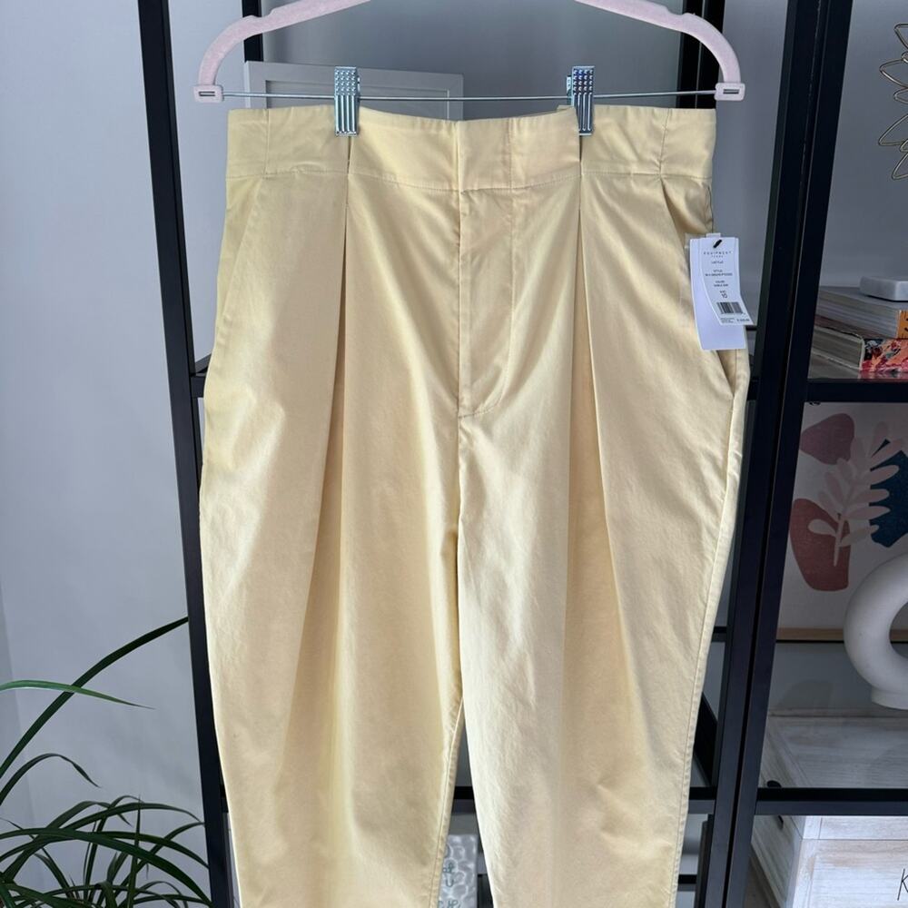 Equipment Lucille Sable Dor Butter Yellow High Rise Ankle Paperbag Pants Size 10 - Picture 5 of 14